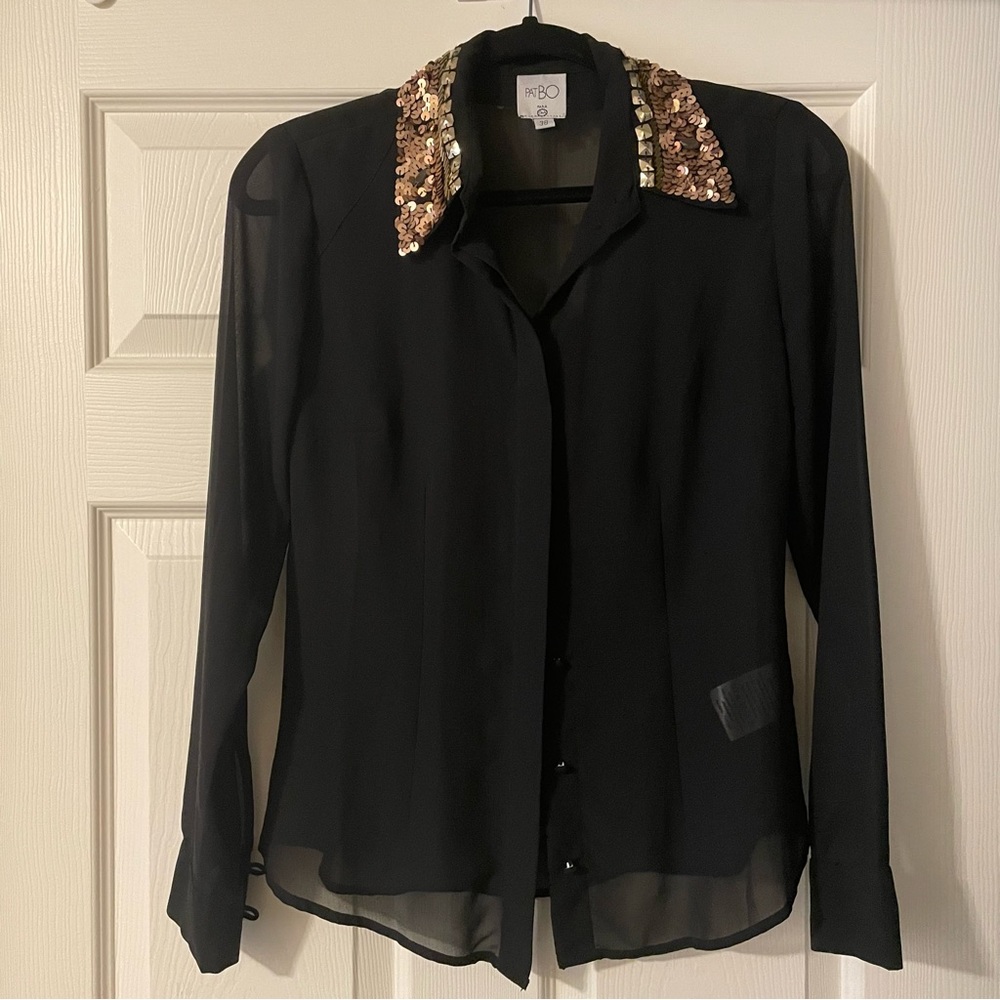 Button down shirt with sequinned collar by PatBO